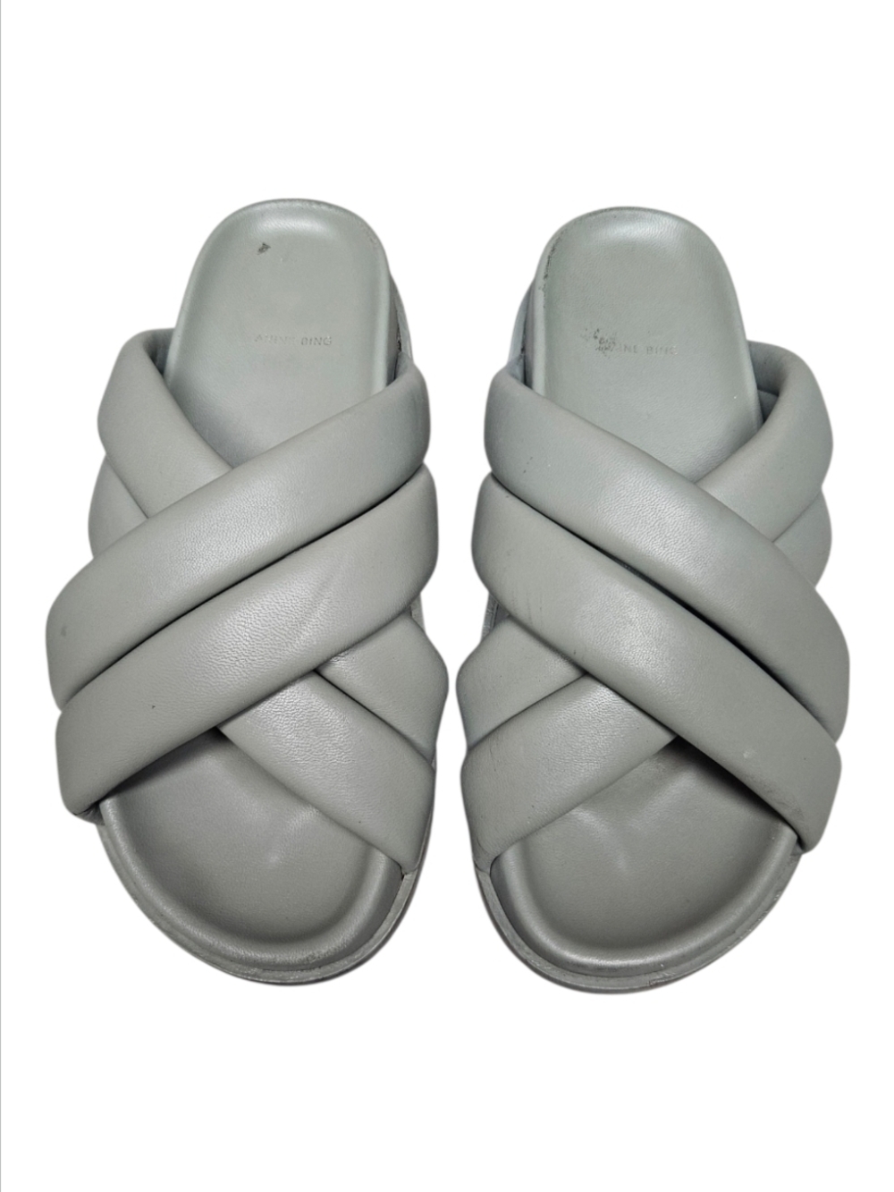 ANINE BING | Lizzie Padded Crisscross Slide Sandals Sage Green US 6